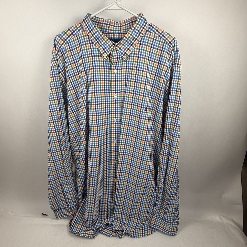 Ralph Lauren Performance Mens 3XB Big Tall Multicolor Plaid Stretch Shirt